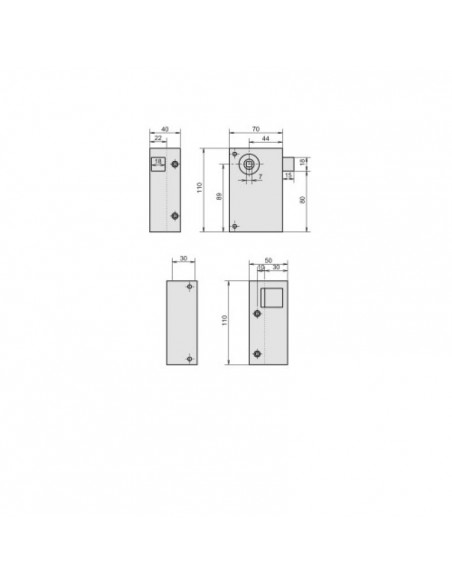 Serrure en applique verticale à fouillot - Bec-de-cane