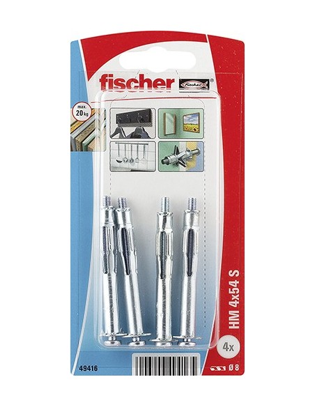 Blister Cheville Métallique Pour Corps Creux Hm 4 X 54 S Avec Vis Métrique