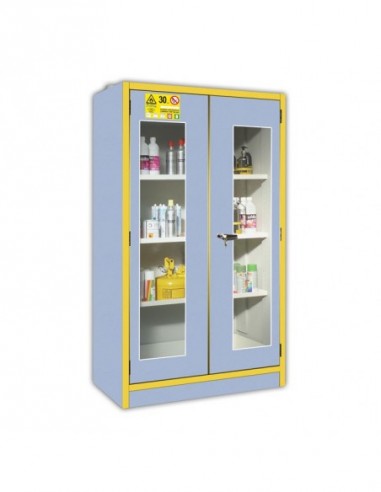 Armoire Haute 2 Portes Vitrées Équipée -3035pve