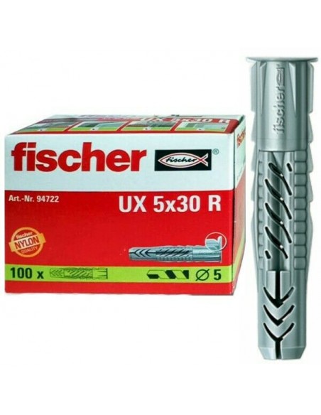 Boite Cheville Tous Matériaux Ux 5 X 30 R Avec Collerette-100/bte