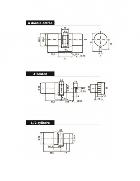 Bricard Cylindre A Bouton Sans bille Super-Surete