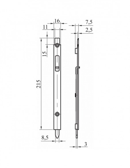 Map Massard Verrou à Plaquer En Feuillure (Lot de 2)