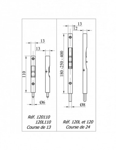 Map Massard Verrou à Encastrer (Lot de 5)