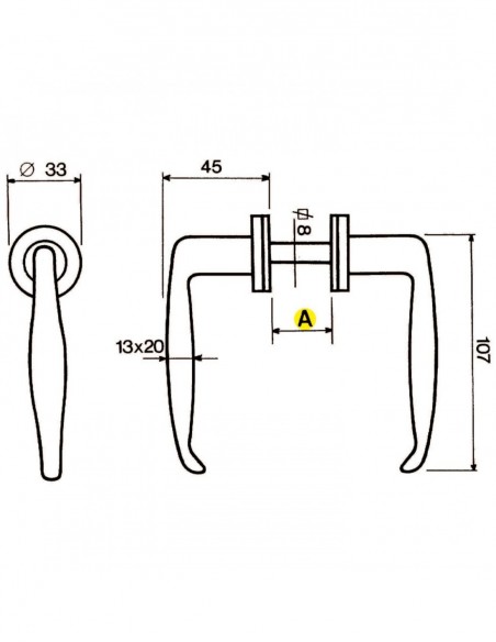 Ibfm Béquille Double Alu Pour Portes Métalliques C8 (Lot de 2)