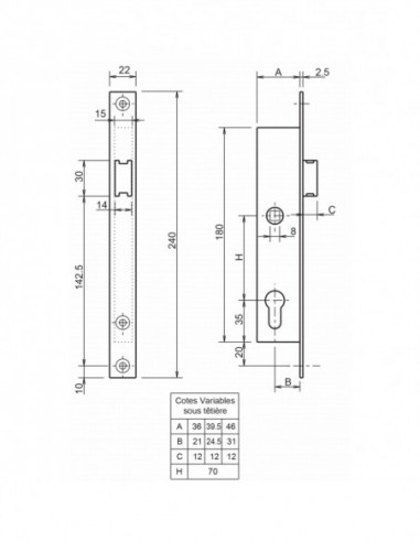 Serrure Monopoint À Larder Profil Étroit Bec De...