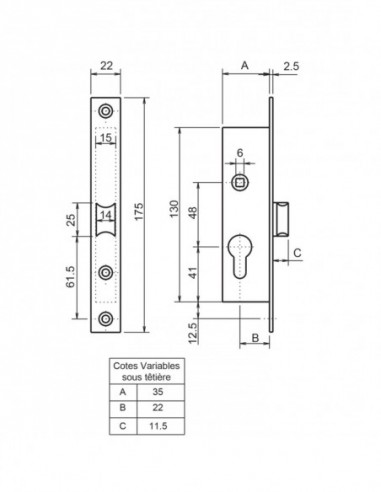 Serrure Monopoint À Larder Profil Étroit Pêne...