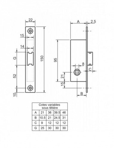Metalux Monopoint À Larder Profil Étroit Pêne...