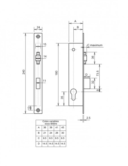 Serrure Monopoint À Larder Profil Étroit Pêne Dormant Et Rouleau Série 880 Metalux