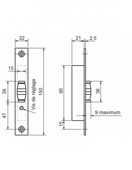 Serrure Monopoint À Larder Profil Étroit Rouleau Seul Série 23 Metalux