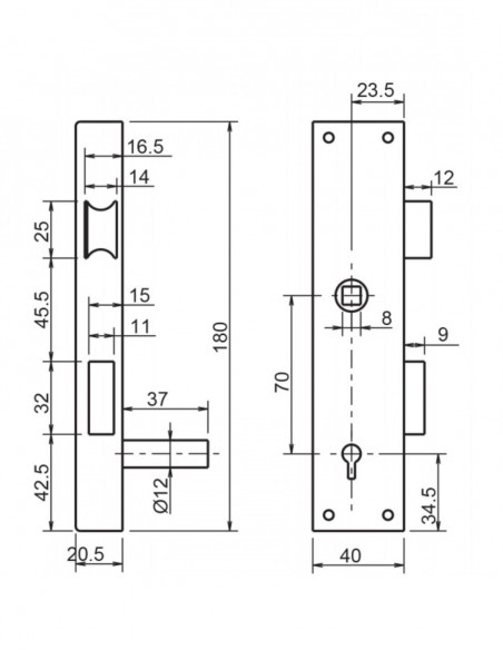 Serrure  Monopoint En Applique À Plaquer 3 Gorges Metalux