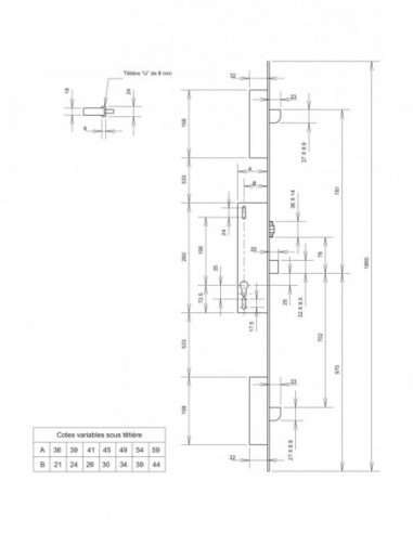 Serrure 3 Points U8 Pêne Dormant À Rouleau Metalux