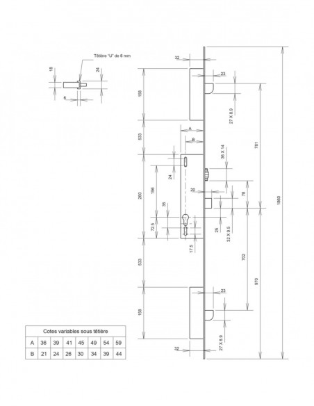Serrure 3 Points U8 Pêne Dormant À Rouleau Metalux