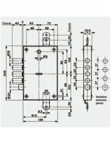 Mottura Serrure 3 Points À Larder 52.571