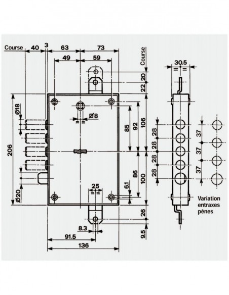 Mottura Serrure 3 Points À Larder 52.571