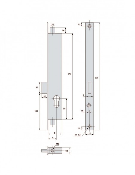 Stremler Assa Abloy Serrure À Larder 3 Points À Tringles Pêne Dormant Série 2272