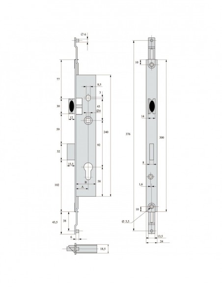 Stremler Assa Abloy Serrure À Larder 3 Points À Tringles Plates Pêne Dormant 1/2 Tour Série 2270ti