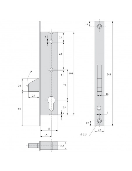 Stremler Assa Abloy Monopoint À Larder Profil Étroit Pêne Dormant Basculant Seul Série 2362