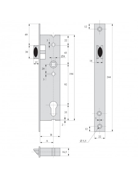 Stremler Assa Abloy Monopoint À Larder Profil Étroit Pêne 1/2 Tour Série 2241
