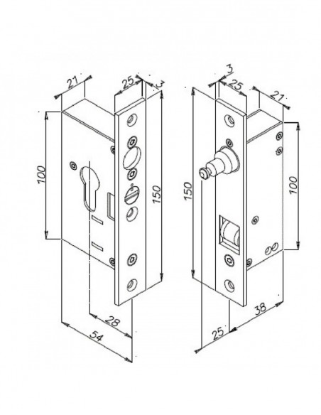 Opera Verrous Pour Porte Coulissante Série Arca