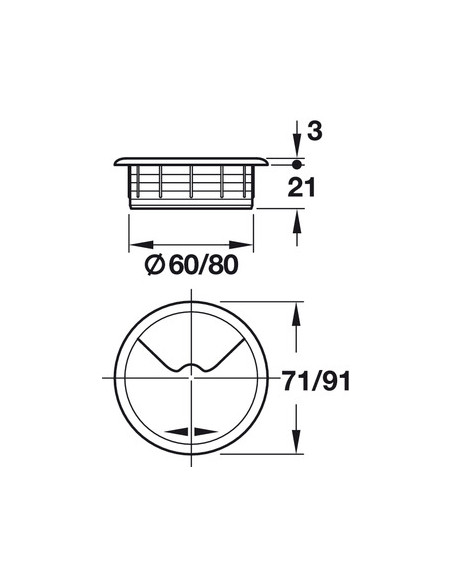 Hafele Passe-Câbles Pour Bureau (Lot de 10)