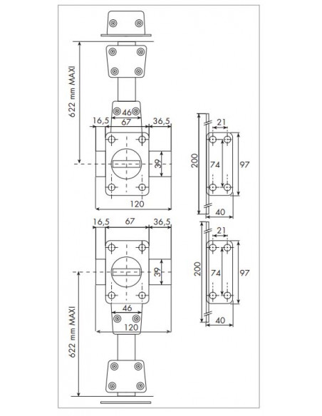 Iseo Paire De Verrous 4 Points Cavith