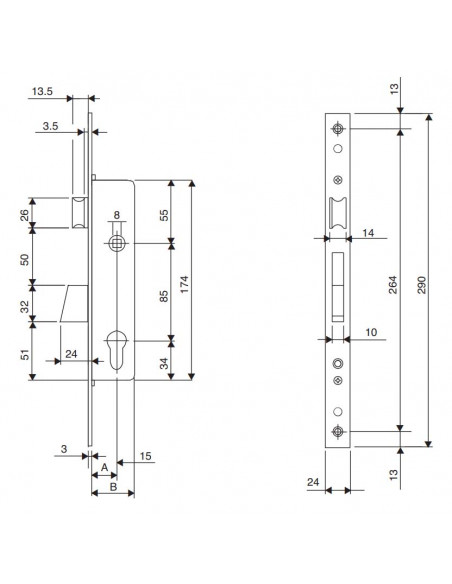 Iseo Monopoint À Larder Profil Étroit Pêne Dormant Demi-Tour Electra