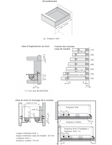 Blum Coulisses Pour Tiroir Bois Tandem 560h