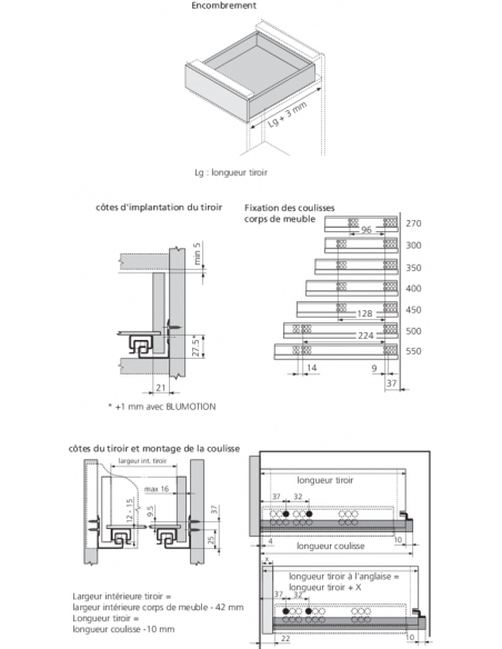 Blum Coulisses Pour Tiroir Bois Tandem 560h