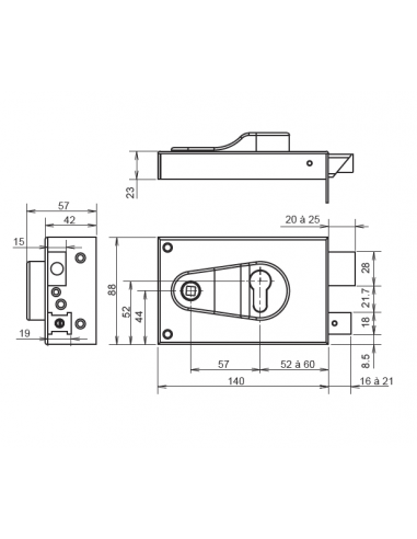Serrure Monopoint En Applique  Pour Cylindre...