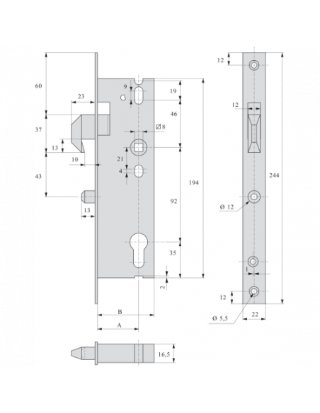 Stremler Assa Abloy Monopoint À Larder Profil Étroit À Pêne Mentonnet Série 2565