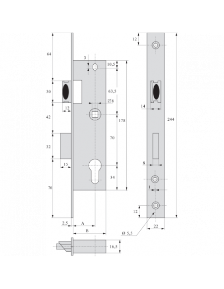 Stremler Assa Abloy Monopoint À Larder Profil Étroit Pêne Dormant Demi-Tour Série 2460