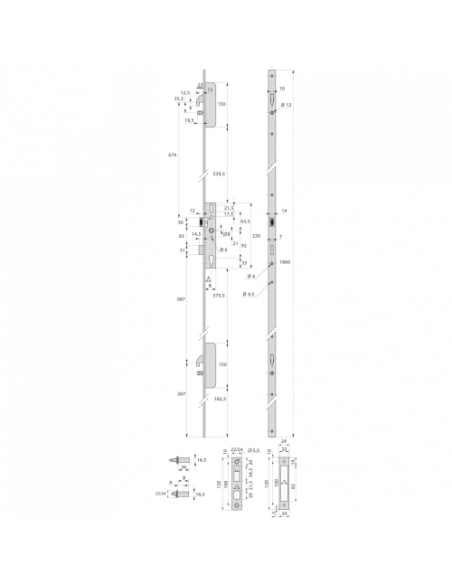 Stremler Assa Abloy Serrure 3 Points Tf3 Pêne Dormant Et Basculants À Crochets À Demi-Tour Série 6470