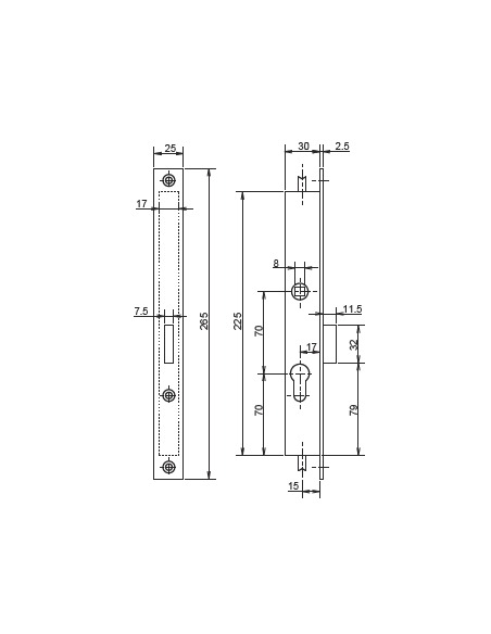 Serrure À Larder 3 Points Entraxe 70 Mm À Tringles Metalux