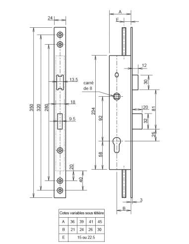Serrure À Larder 3 Points Entraxe 92 Mm À...