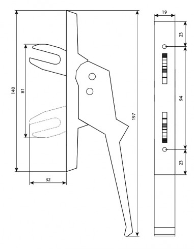 Poignée De Crémone 517d/518d À 2 Fourches Argenta