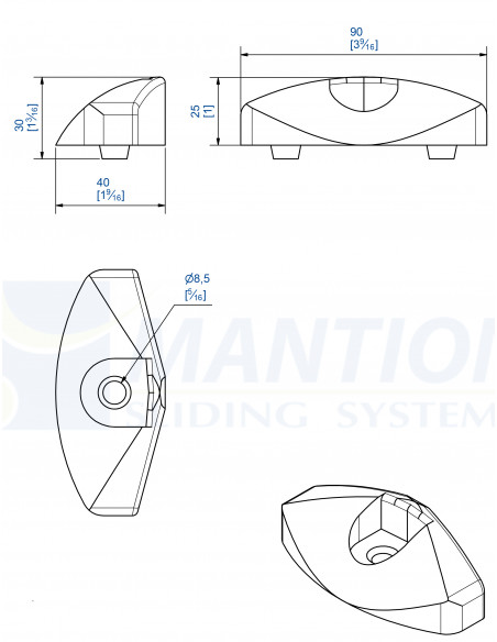 Mantion Demi Sabot Pour Porte De Garage Articulée (Lot de 5)