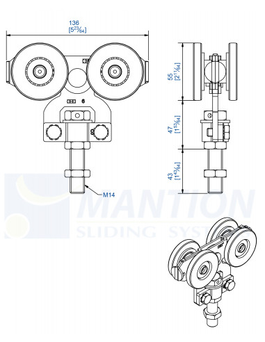 Mantion Coulissant Sur Rail 62 X 55 - Montures