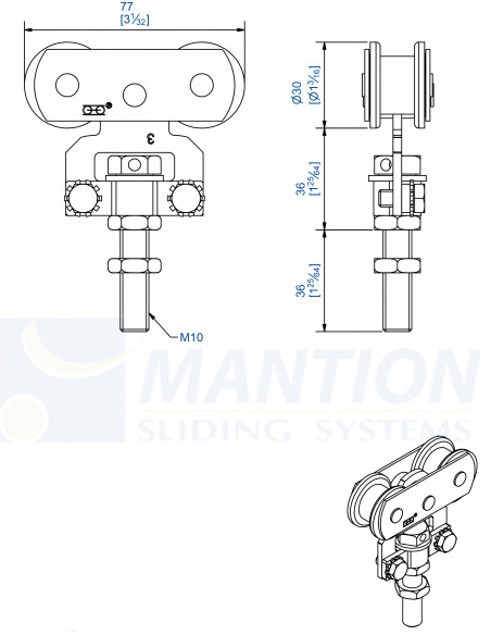 Mantion Coulissant Sur Rail 35 X 30 - Montures