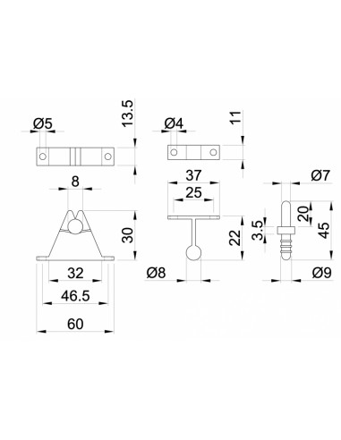 Ibfm Arrêt De Porte Avec Gâche (Lot de 5)