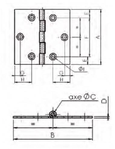 Monin Charnière Carrée (Lot de 10)