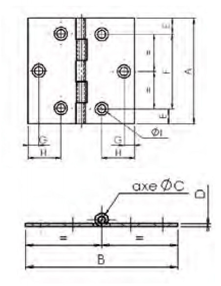 Monin Charnière Carrée (Lot de 10)