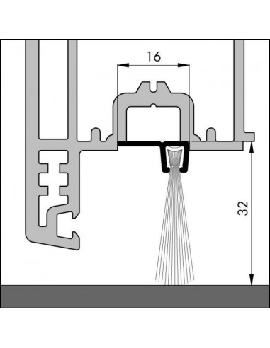 Bas de porte en aluminium avec brosse IBS 90°-32