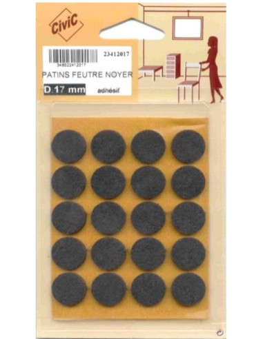 Patins Feutre Adhésifs Noyer - Lot de 10 Blister