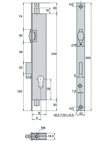 Serrure à 3 points Stremler série 2274